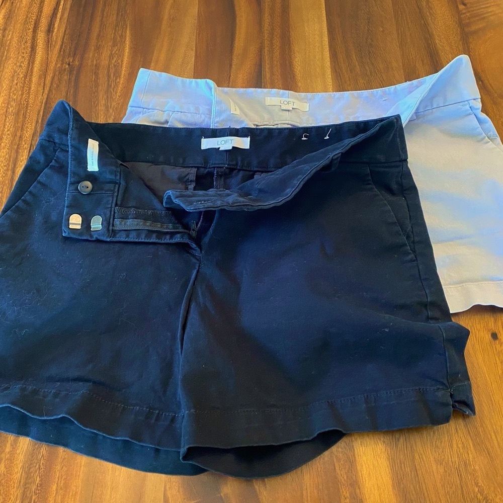 LOFT Set of Riviera Black and Light Gray Shorts